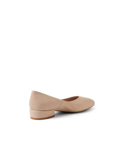 Eneska Low Block Heel Nude Leather Pumps