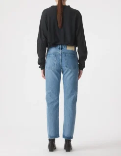 Erica Mid Rise Straight Leg Denim Jean