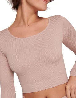 EVER INFUSED ALOE LONG SLEEVE CROP TOP