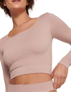 EVER INFUSED ALOE LONG SLEEVE CROP TOP