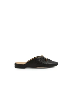 Fabell Gold Hardware Leather Mules