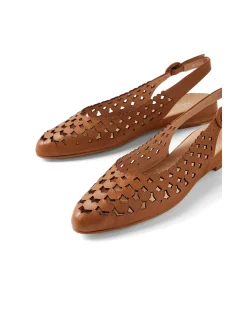 Felux Laser Cut Slingback Flat Shoes