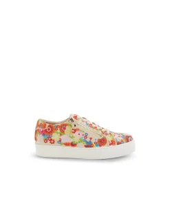 FERENCE Floral Embroidered Lace Up Trainers