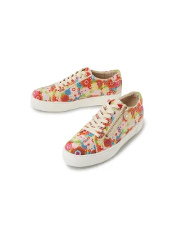 FERENCE Floral Embroidered Lace Up Trainers