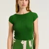 FERN RIBBED CAP SLEEVE BOAT NECK KNIT