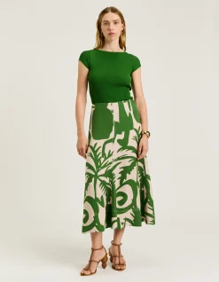 FERN RIBBED CAP SLEEVE BOAT NECK KNIT