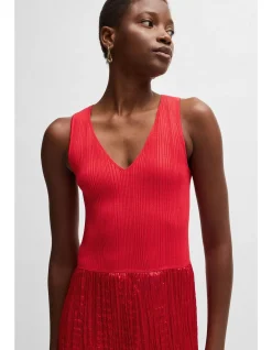 Fernani V-Neck Dress with Shimmering Skirt