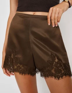 FERN LACE TRIM SATIN SHORTS