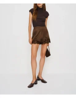 FERN LACE TRIM SATIN SHORTS