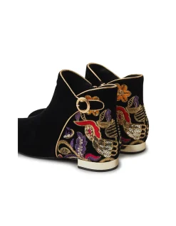 Fianni Embroidered Velvet Ankle Boots
