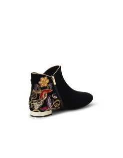 Fianni Embroidered Velvet Ankle Boots