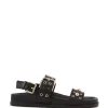 Fifi Black Leather Flatform Sandal