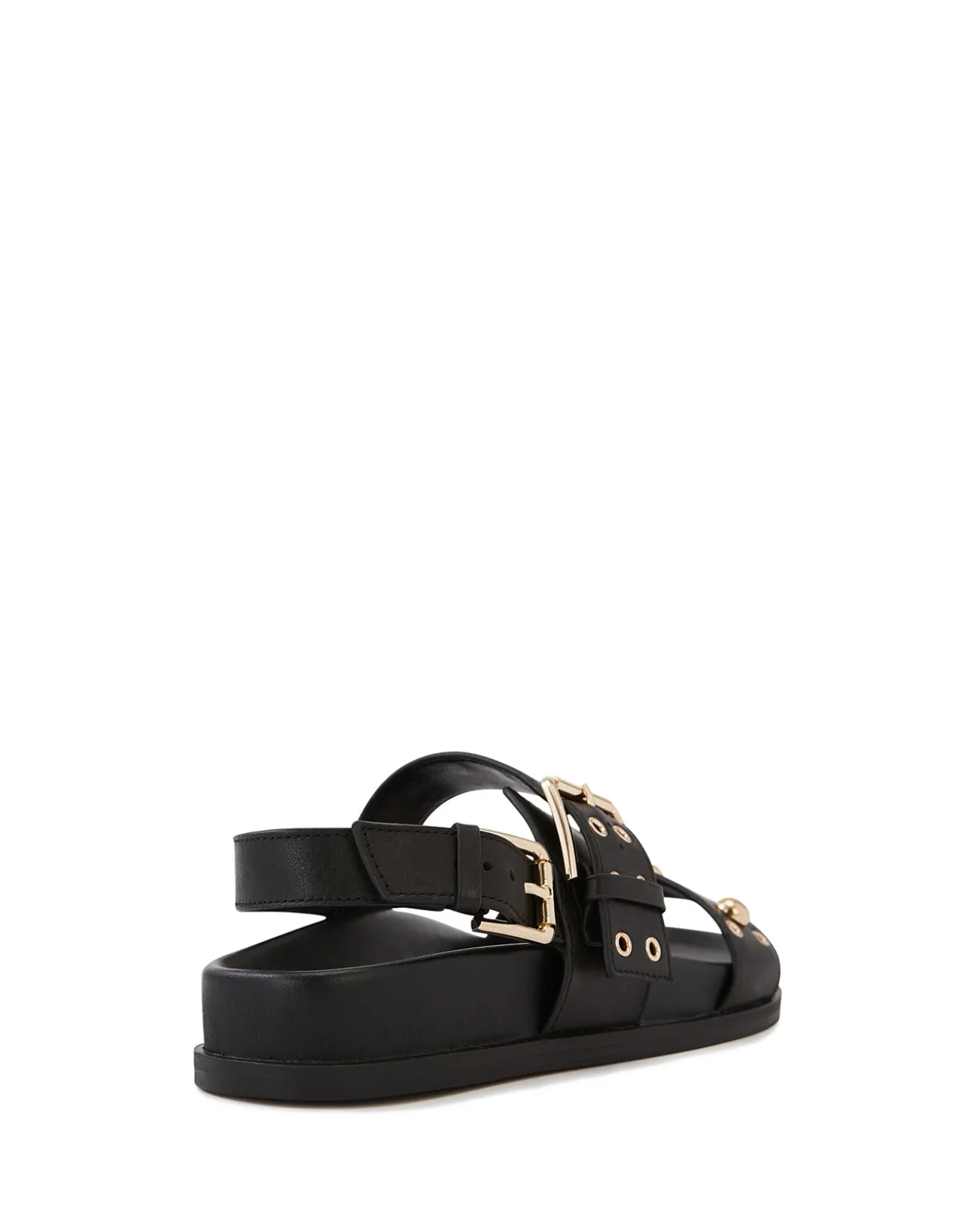 Fifi Black Leather Flatform Sandal