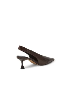 Finh Croc Embossed Slingback Heeled Pumps