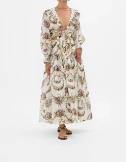 FITTED WAIST GATHERED SKIRT WITH LINING