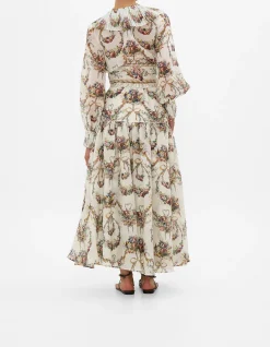 FITTED WAIST GATHERED SKIRT WITH LINING