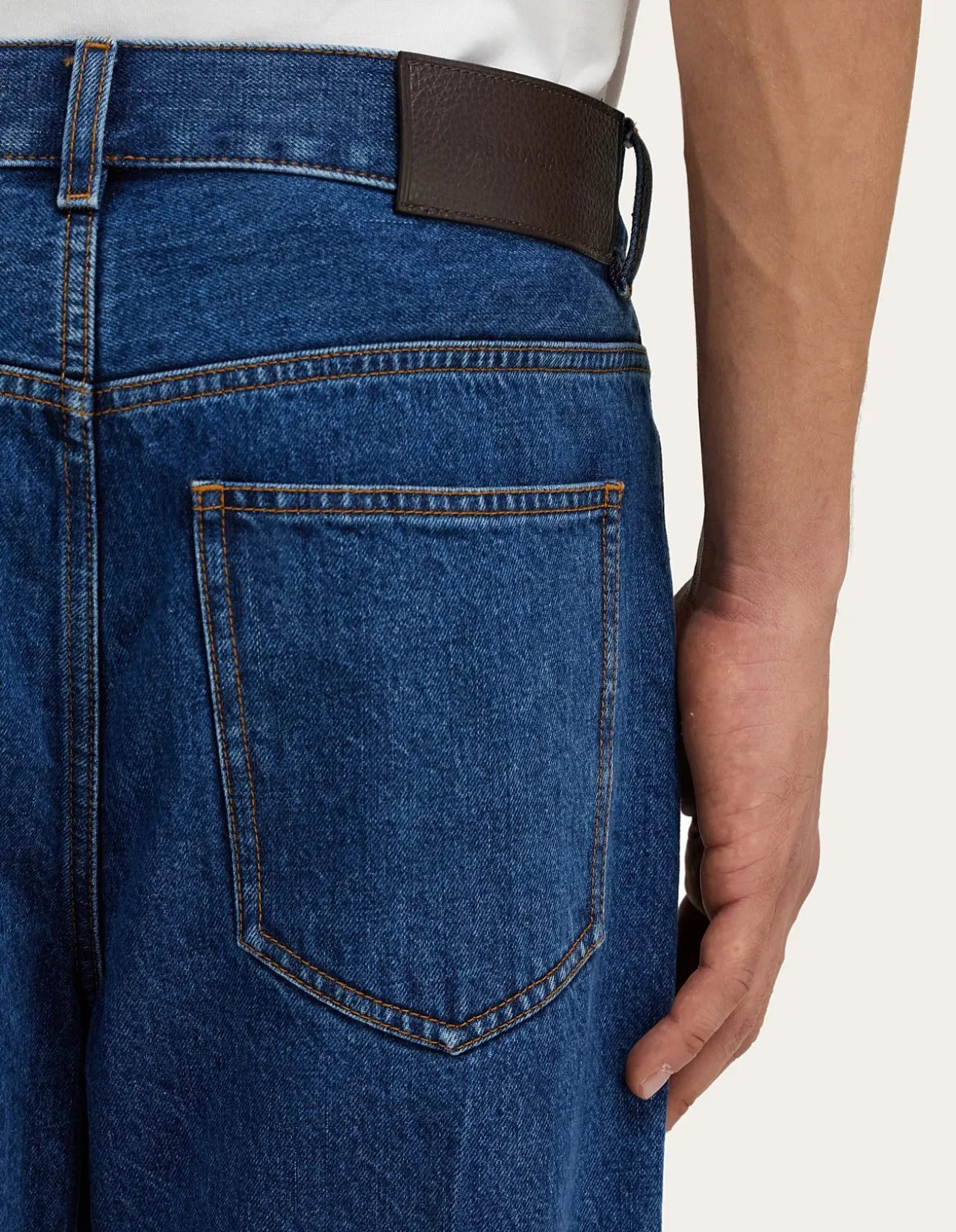 Five Pocket Ironed Crease Cotton Jeans