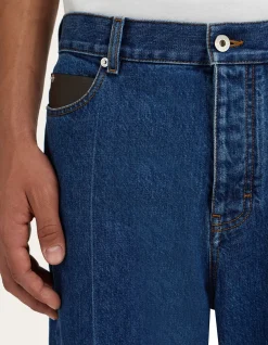 Five Pocket Ironed Crease Cotton Jeans