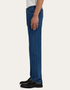 Five Pocket Ironed Crease Cotton Jeans