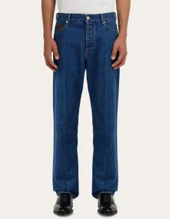 Five Pocket Ironed Crease Cotton Jeans
