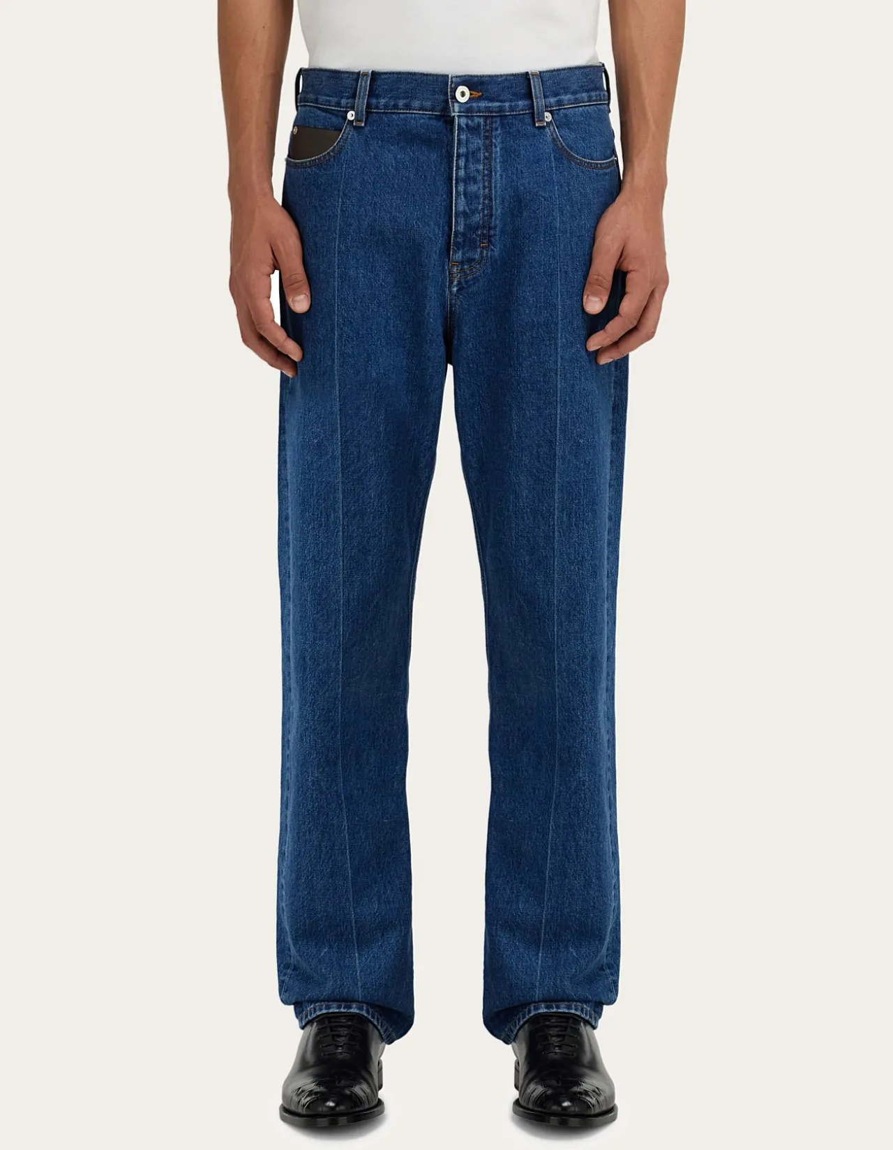 Five Pocket Ironed Crease Cotton Jeans