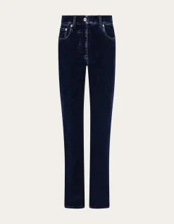 Five Pocket Velvet Look Straight Leg Trouser