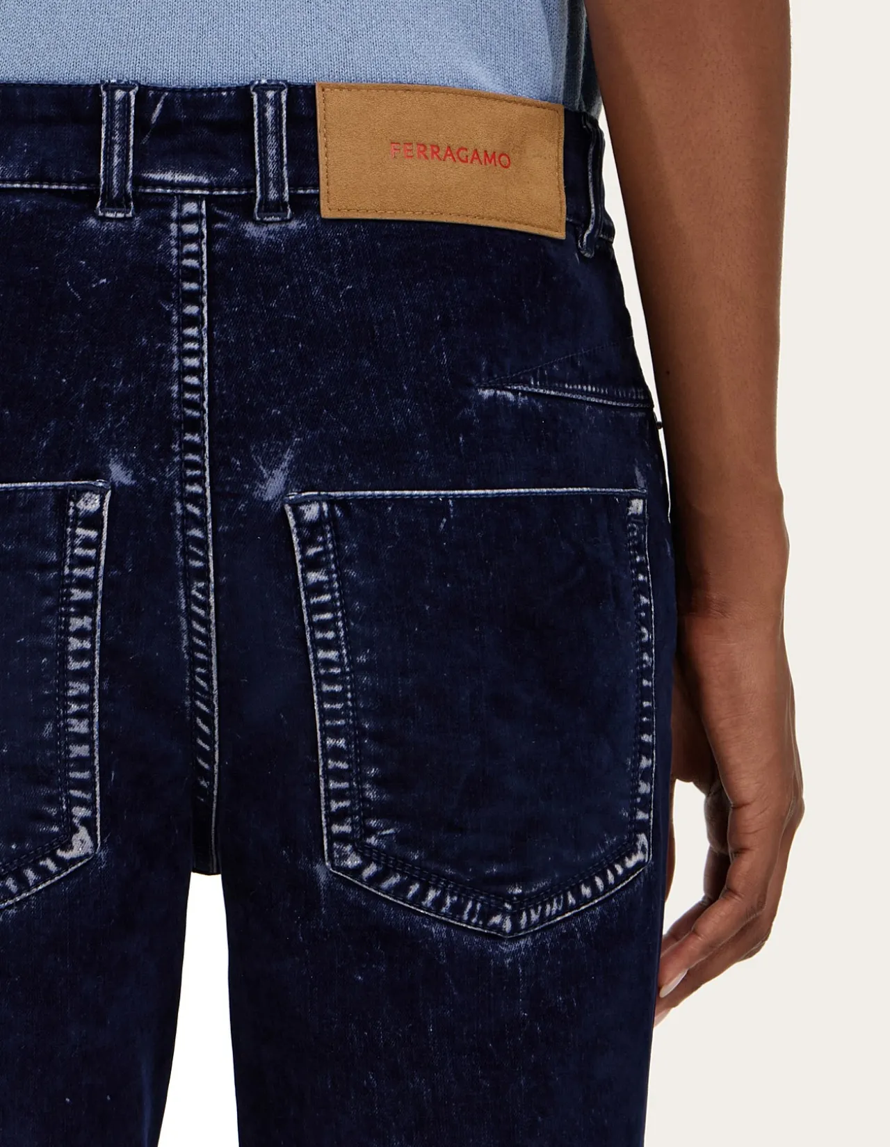 Five Pocket Velvet Look Straight Leg Trouser