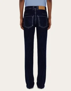 Five Pocket Velvet Look Straight Leg Trouser