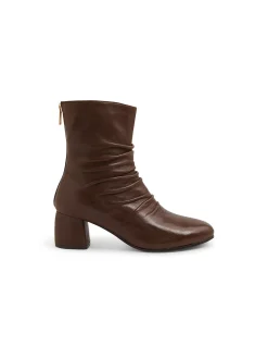 Flash Ruched Block Heel Ankle Boots