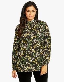 Fleur Viscose Dobby Floral High Neck Blouse