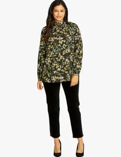 Fleur Viscose Dobby Floral High Neck Blouse