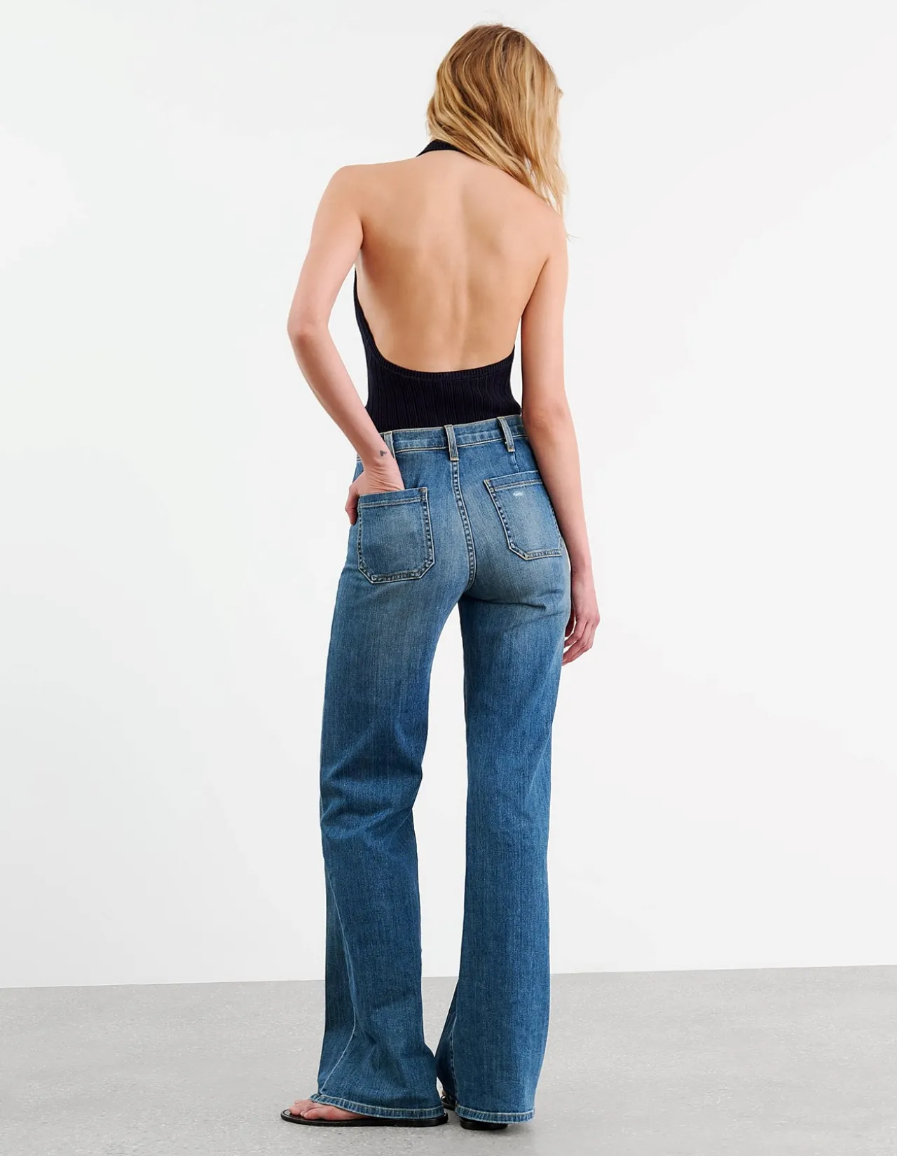Florence High Rise Flare Patch Pocket Jeans