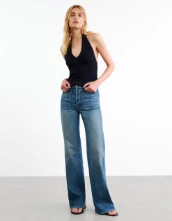 Florence High Rise Flare Patch Pocket Jeans