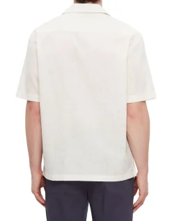 Flowery Print Embroidered Shirt White