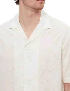 Flowery Print Embroidered Shirt White