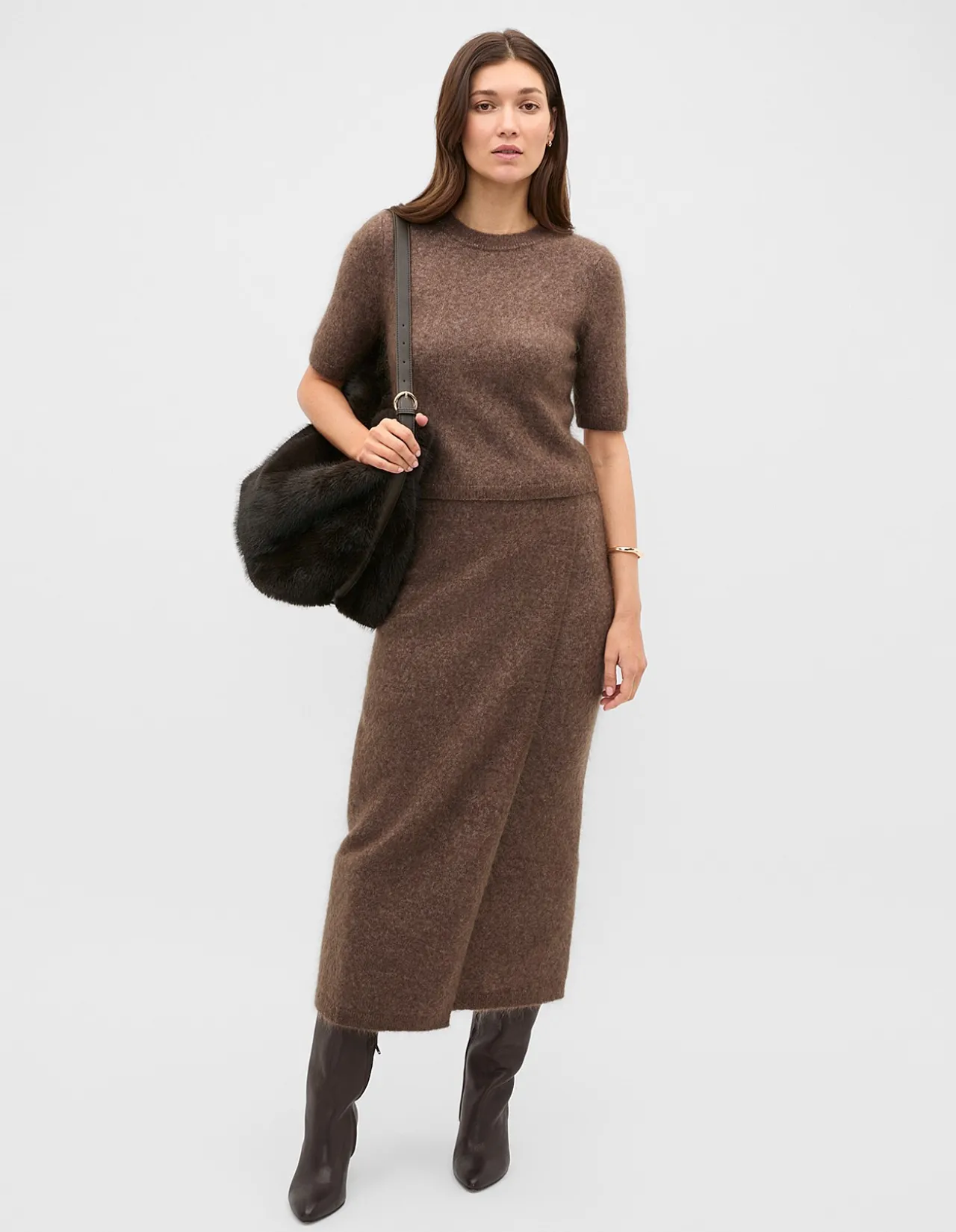 FLUFFY KNIT WRAP SKIRT