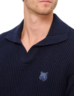 FOX HEAD COTTON RIBBED POLO JUMPER