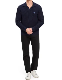 FOX HEAD COTTON RIBBED POLO JUMPER