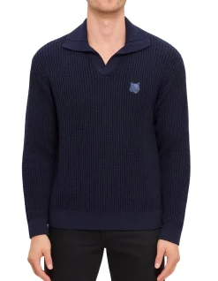 FOX HEAD COTTON RIBBED POLO JUMPER
