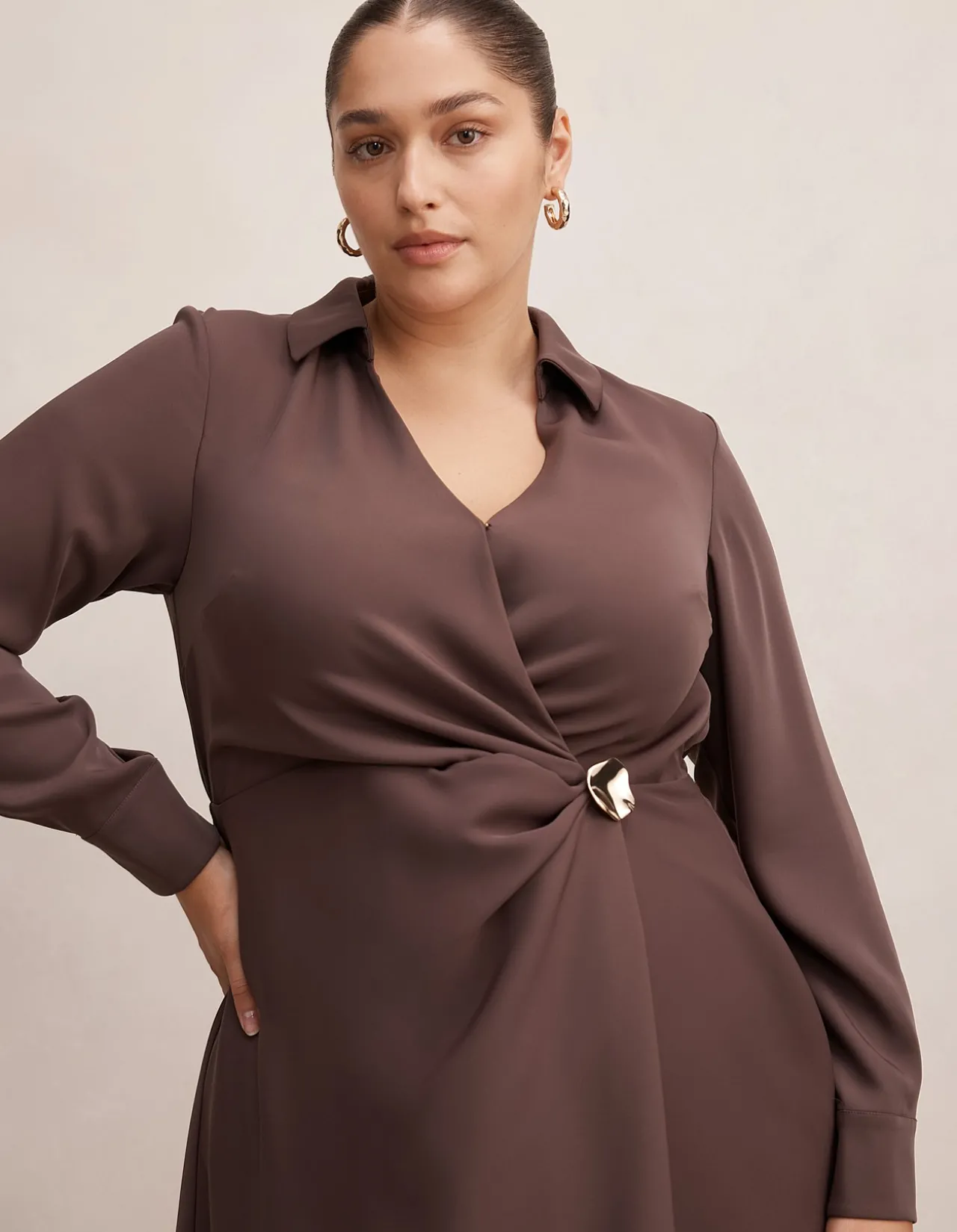 FRANCESCA CURVE SHIRT MIDI DRESS