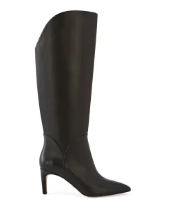 Freda Black Leather Knee High Boot
