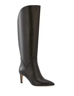 Freda Black Leather Knee High Boot