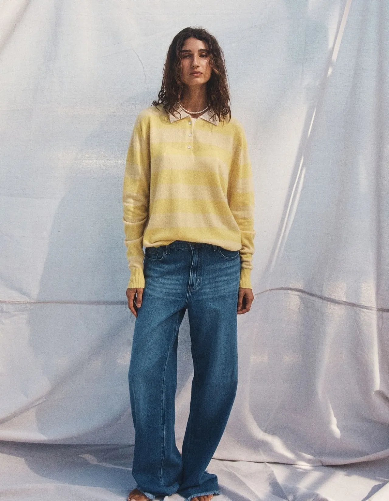 Freddie Wide Leg Raw Hem Denim Jeans