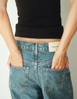 Freddie Wide Leg Raw Hem Denim Jeans