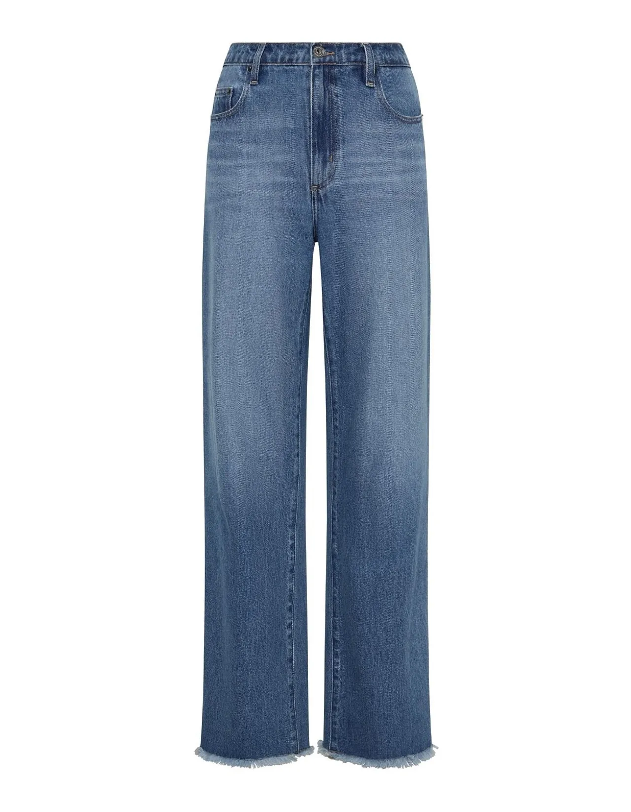 Freddie Wide Leg Raw Hem Denim Jeans