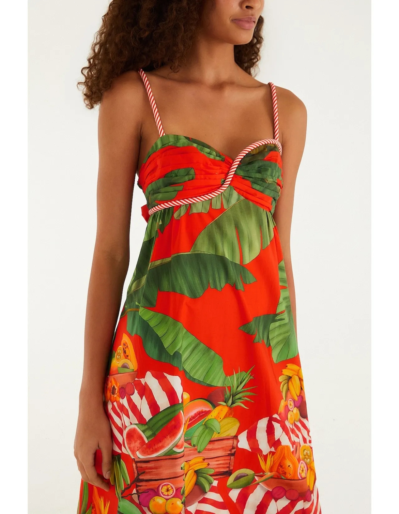 FRUIT TROLLEY RED SLEVELESS MAXI DRESS