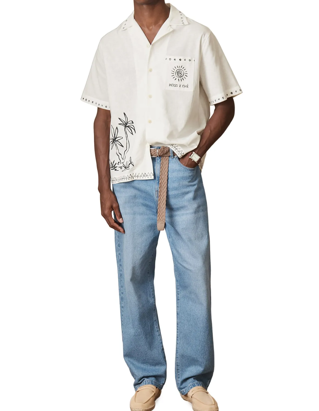 GALERA BRUSHSTROKE PRINTED LINEN CUBAN SHIRT