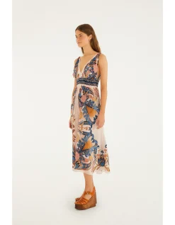 GARDEN SCARF SOFT PINK MIDI DRESS