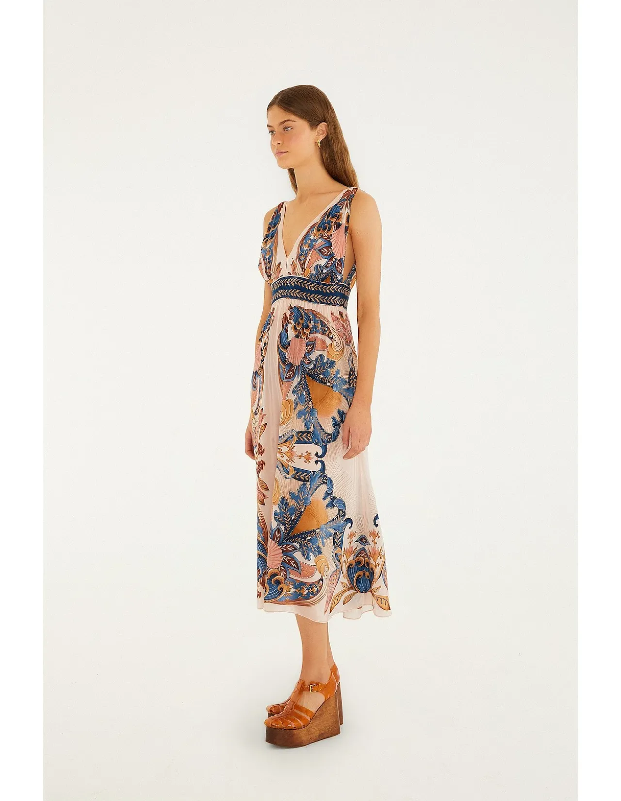 GARDEN SCARF SOFT PINK MIDI DRESS