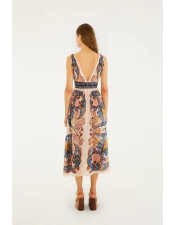 GARDEN SCARF SOFT PINK MIDI DRESS
